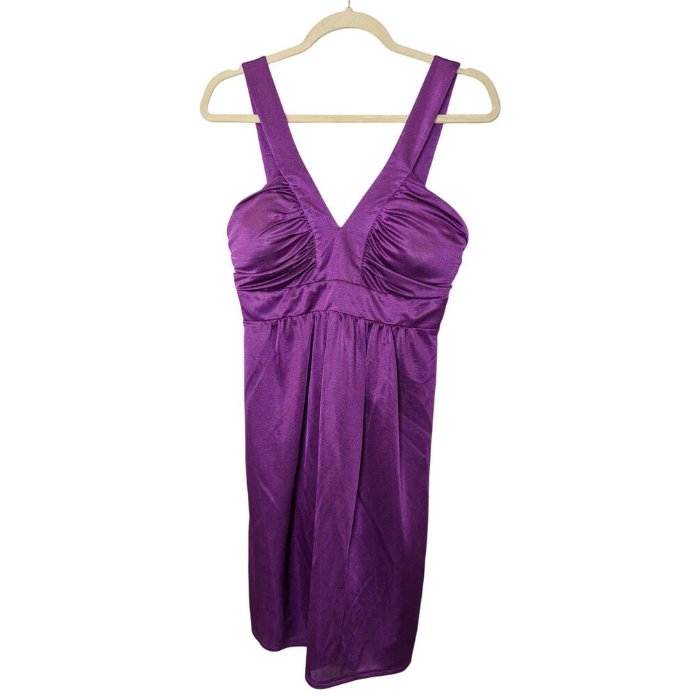 Max And Cleo 90s Prom Dance Party Shirred Cindy Mini Dress Purple Womens Size 4